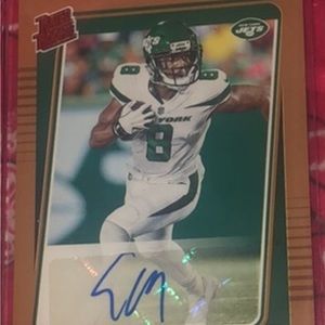 NFL rated rookie autograph card on card auto New York Elijah Moore gold edition